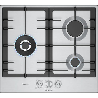 Placa a Gás Bosch PCC6A5I90 | 60 cm, Inox, 3 Queimadores, FlameSelect
