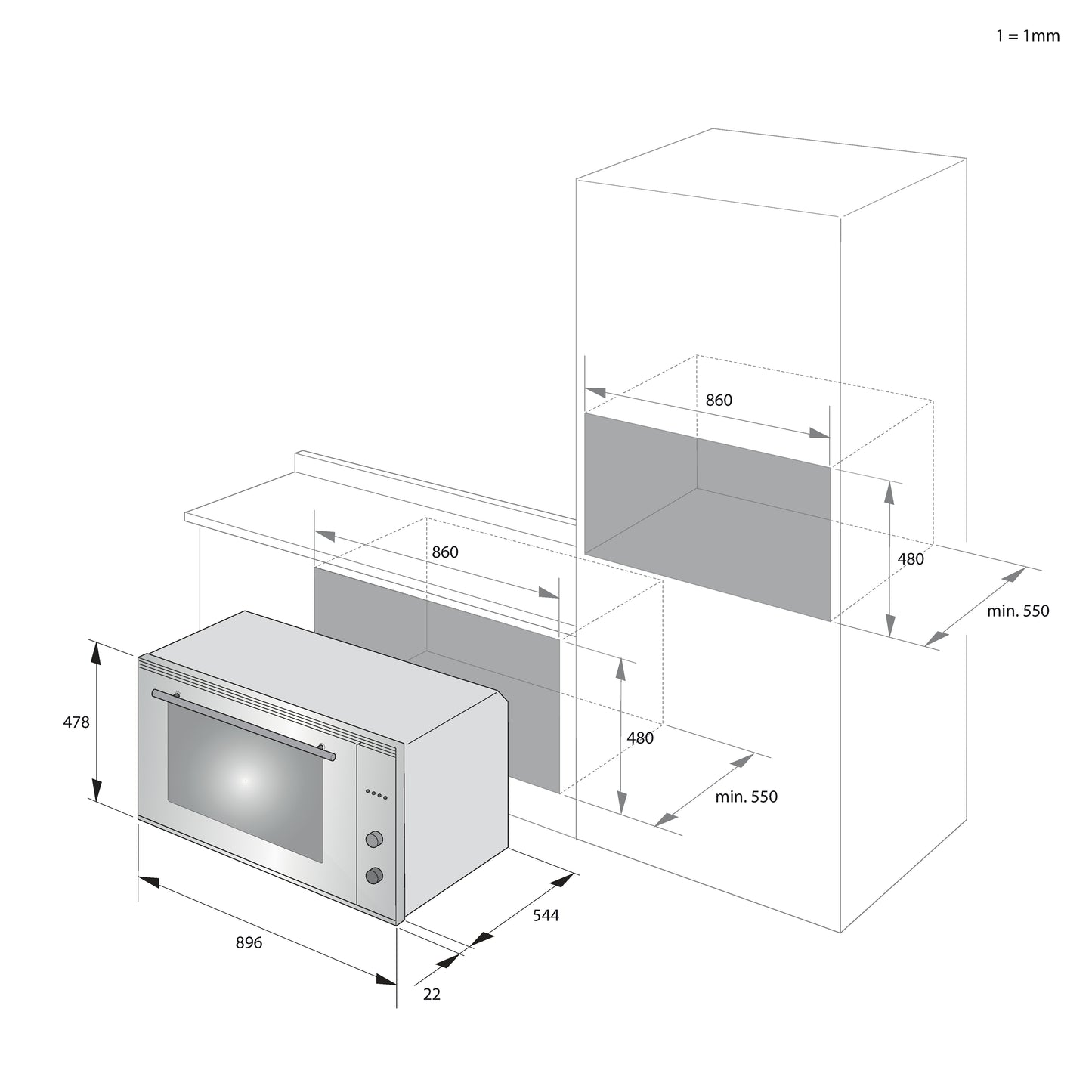 Forno Elétrico Candy FCE943LX | 87L, Aço Inoxidável, 9 Funções