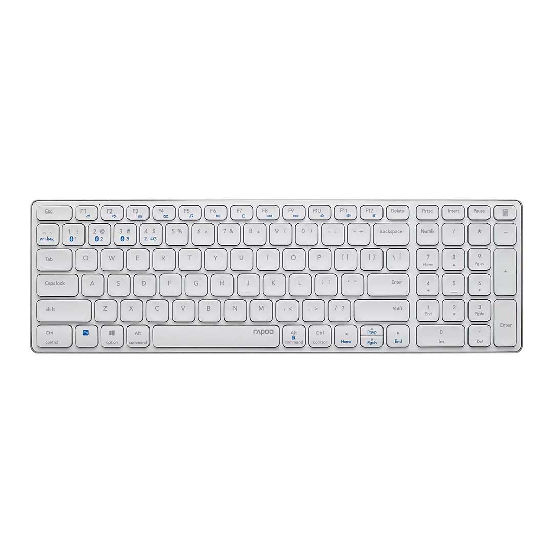 Teclado Rapoo E9700M | Multi-Mode Sem Fios, Ultra Fino, Branco