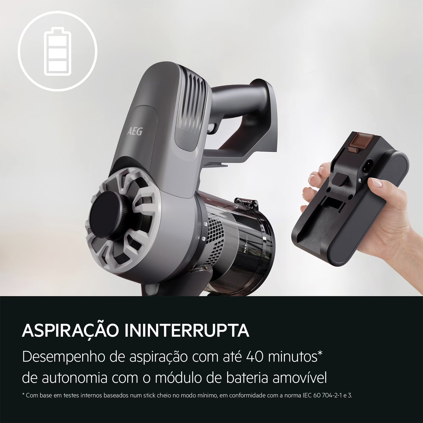 Aspirador Vertical AEG AP31CB21TG | 40 min, 80 dB, 0.5L