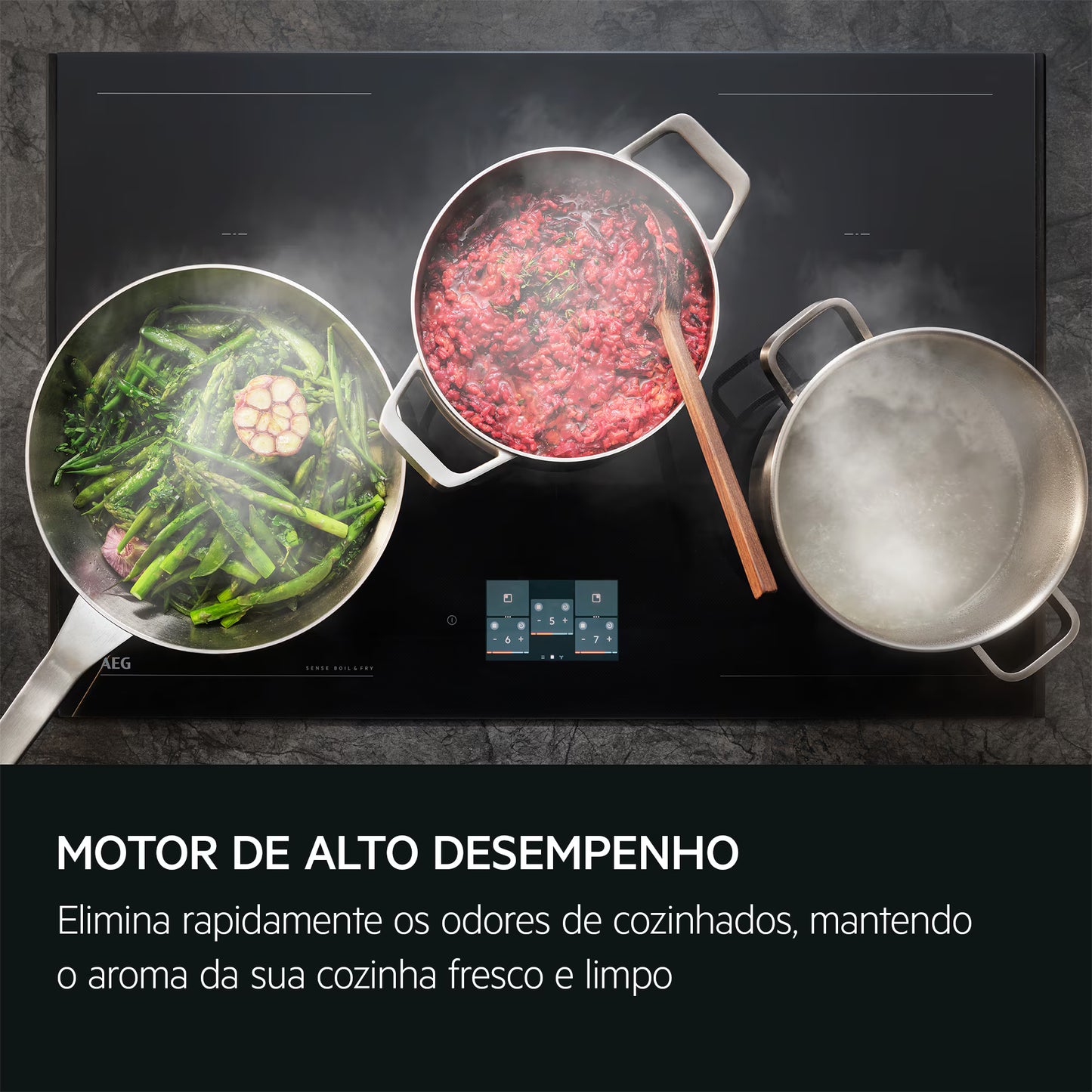 Chaminé AEG GV77D91SB | 760 m³/h, Preto, Classe A+