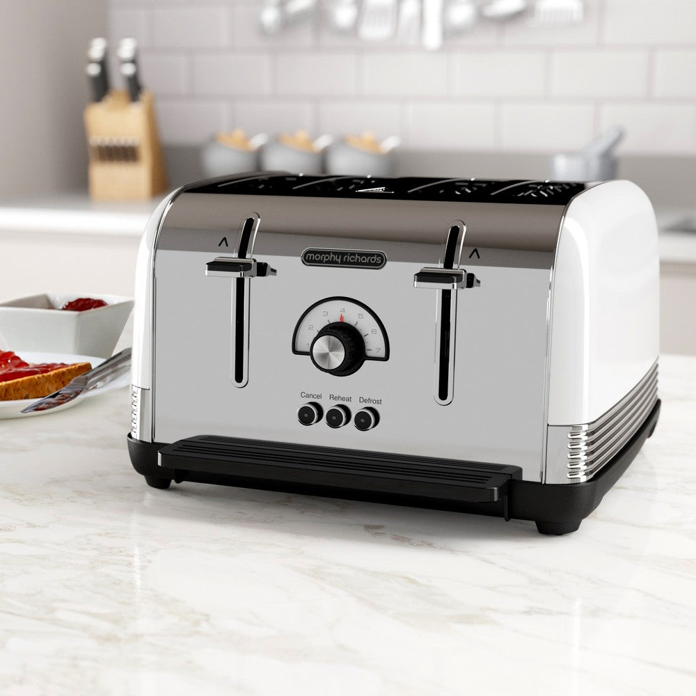 Torradeira Morphy Richards Venture Retro | 4 Fatias, Branco