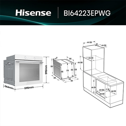 Forno HISENSE BI64223EPWG | 77L, Pirolítico, A++