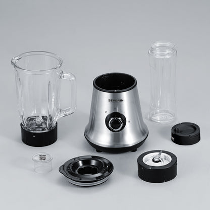 Liquidificadora Severin SM3737 | 500W, Jarro vidro 1L, Garrafa Mix & Go 600ml