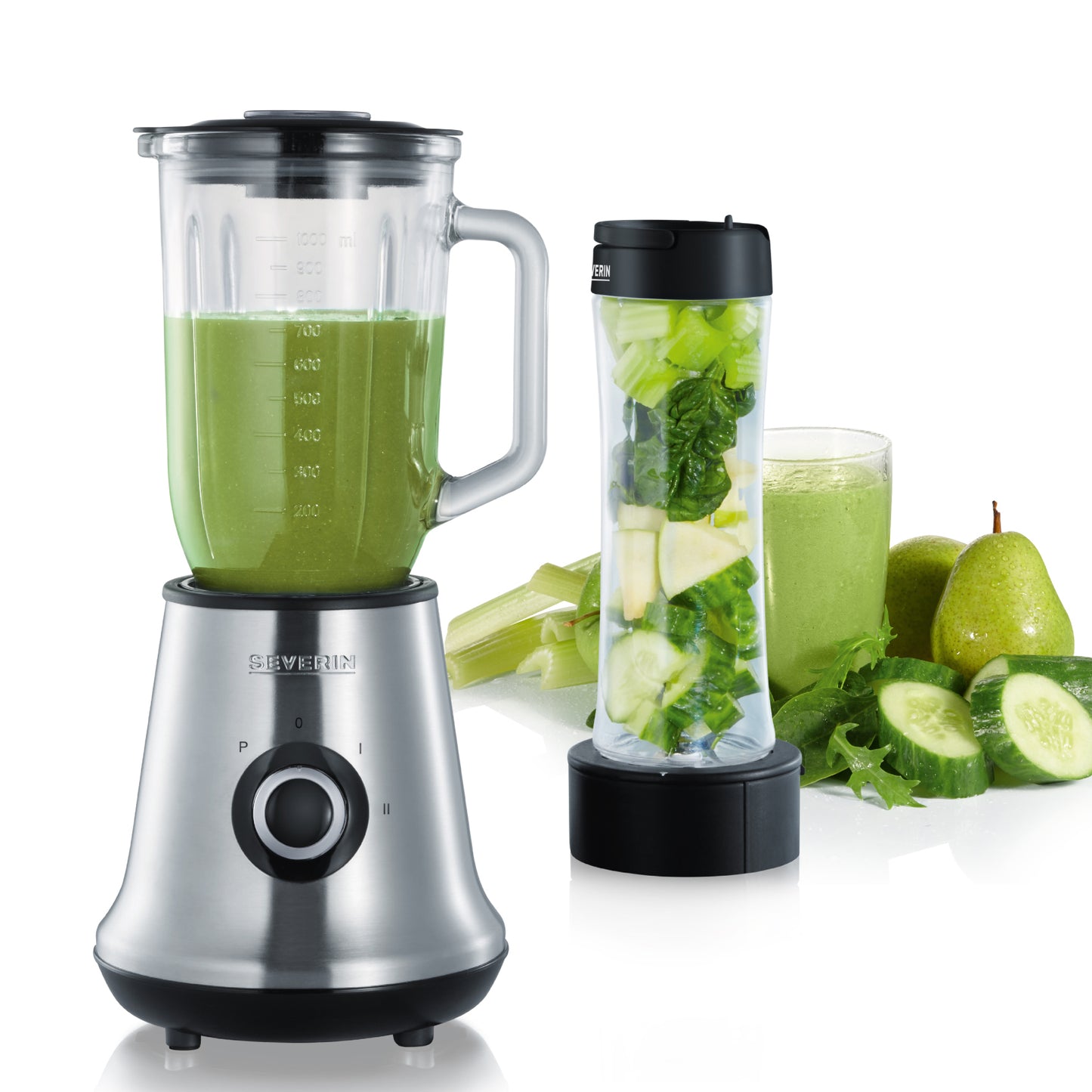 Liquidificadora Severin SM3737 | 500W, Jarro vidro 1L, Garrafa Mix & Go 600ml