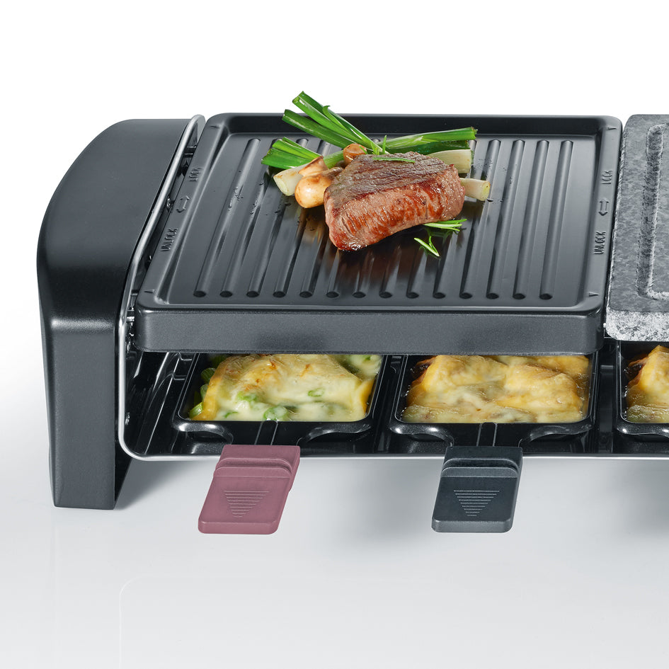 Grelhador Raclette Severin RG 9645 | Pedra natural, 1400W, 8 recipientes