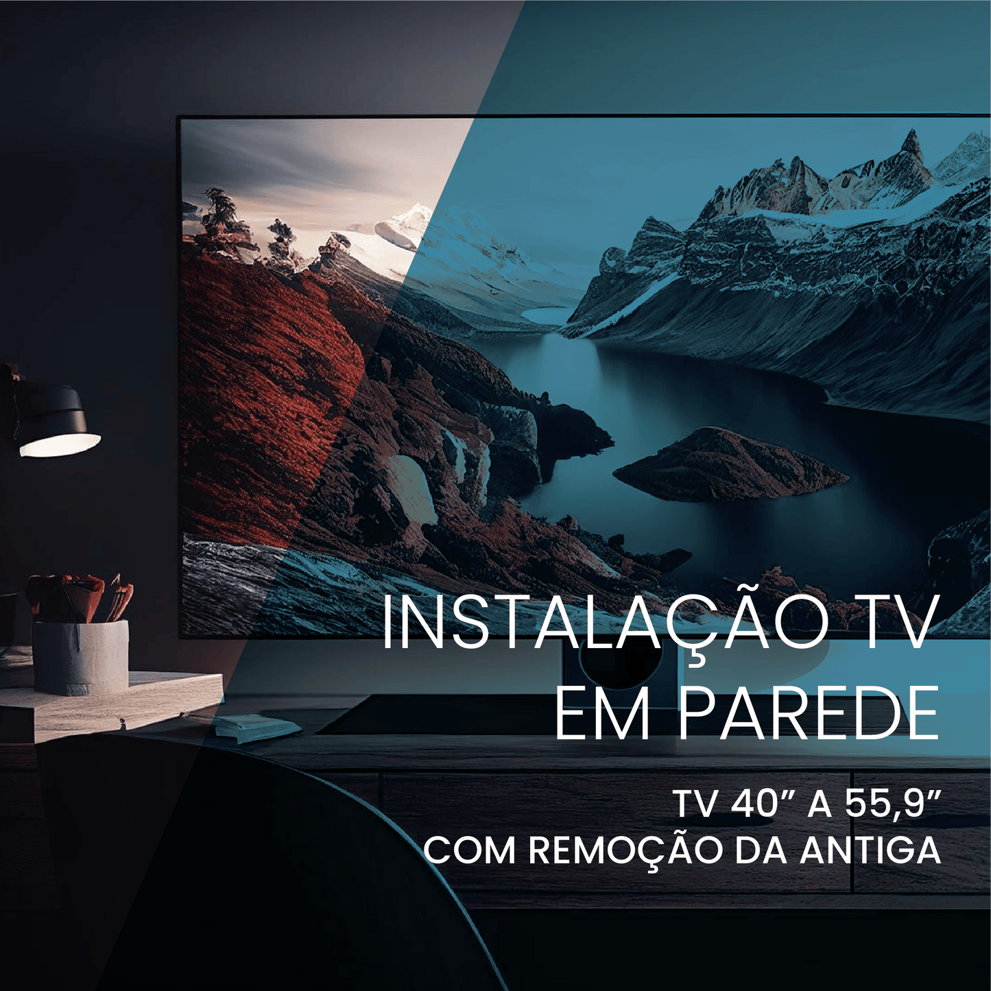 Instalação TV em Parede 40" a 55,9" com remoção da antiga