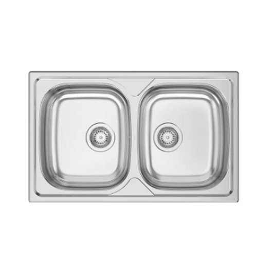 Cuba Encastrar Rodi Okio Line 80 BB | 800x500mm, Aço Inox Não Polido, 2 Cubas