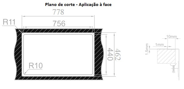 Cuba Escovada Rodi Box Line 75 | 776x460mm, 200mm, Escovado