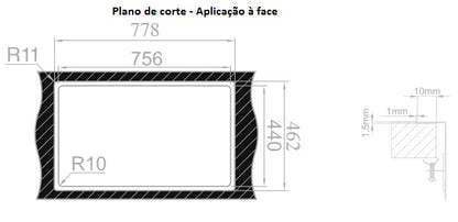 Cuba Escovada Rodi Box Line 75 | 776x460mm, 200mm, Escovado