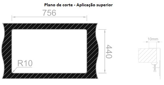 Cuba Escovada Rodi Box Line 75 | 776x460mm, 200mm, Escovado