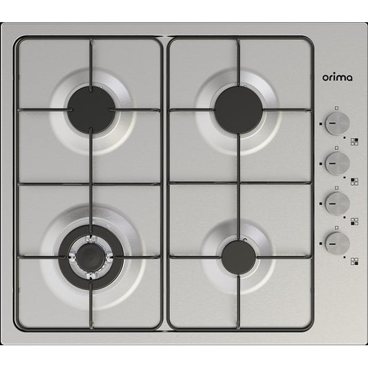 Placa Gás ORIMA ORP-62-TXI-GN | 4 queimadores, Inox, 58cm