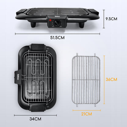 Grelhador Beltax BBQ 3620 | 2000W, Termostato, Interior/Exterior