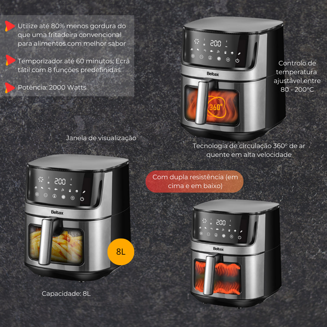 Fritadeira Ar Quente Beltax BHF5084 | 8L, 2000W, Antiaderente