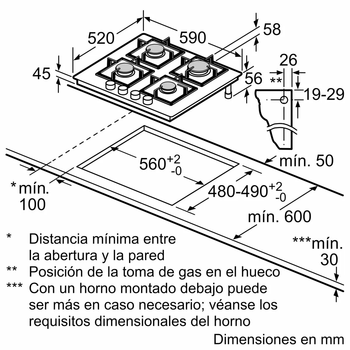 Placa a Gás Siemens EP6A6PI10 | 4 Queimadores, 7500W