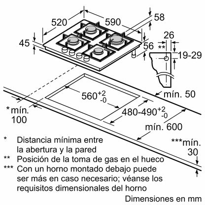 Placa a Gás Siemens EP6A6PI10 | 4 Queimadores, 7500W