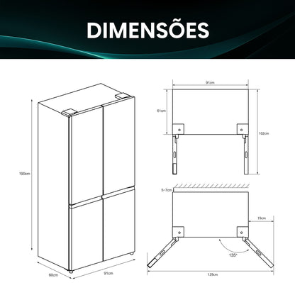 Frigorífico Americano Hisense RQ5P605NSVE | 591L, No Frost, Classe E