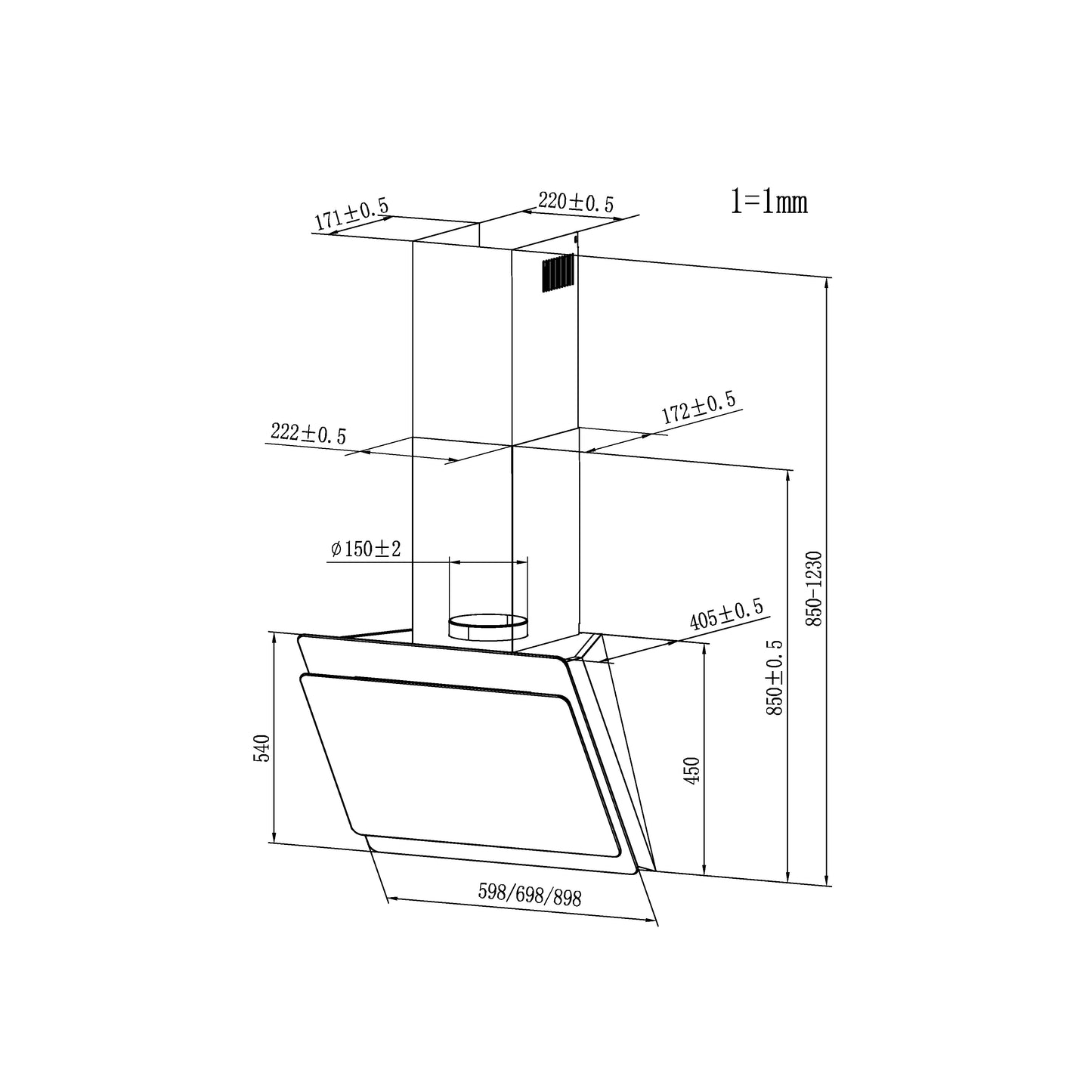 Chaminé Candy CDG7CBP8B | 70 cm, 645 m³/h, Classe A++