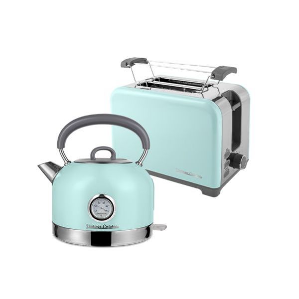 Jarro Elétrico + Torradeira Vintage Cuisine | Menta, Indicador Temp.