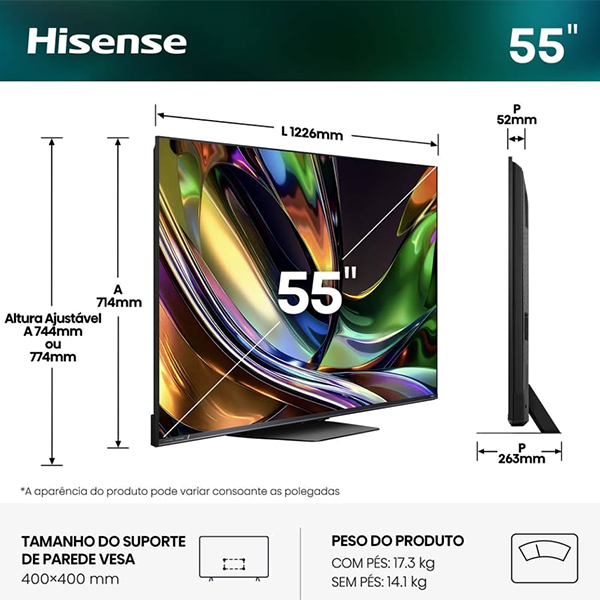 TV HISENSE 55UR8S | 55", RGB MiniLED, 4K, 180Hz