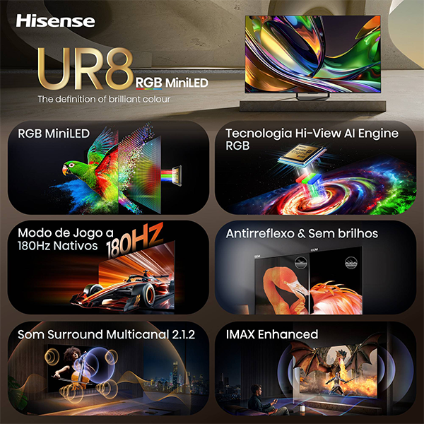 TV HISENSE 55UR8S | 55", RGB MiniLED, 4K, 180Hz