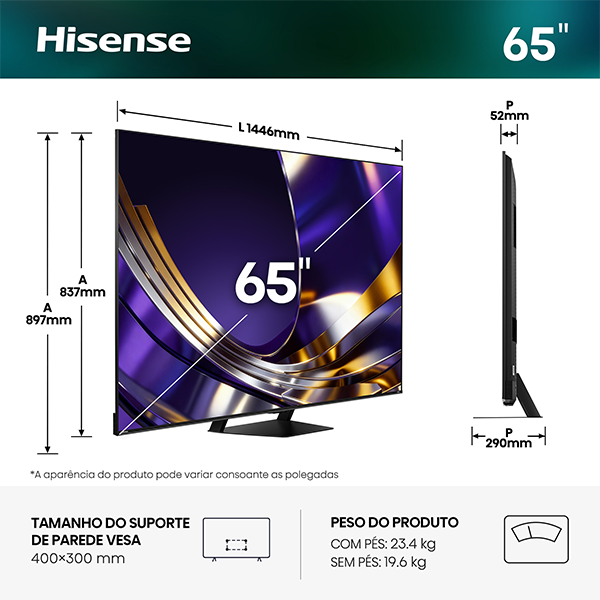 TV HISENSE 65U7S PRO | 65", Mini LED, 4K, VIDAA
