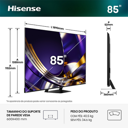 TV HISENSE 85U7S PRO | 85", Mini LED, 4K, 165Hz