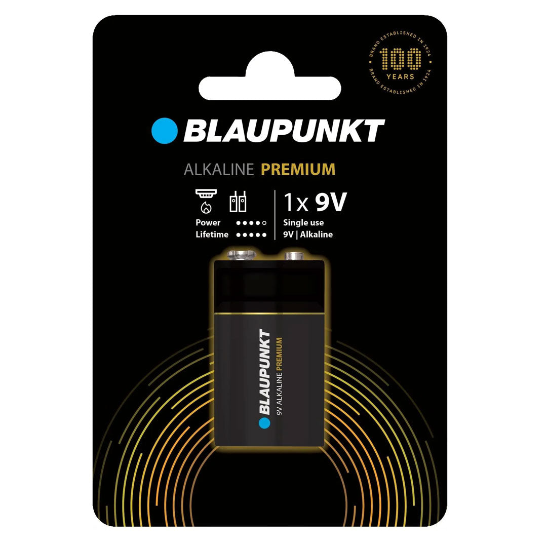 Pilha Alcalina Blaupunkt 9V Premium | 6LR61, 5 Anos Duração