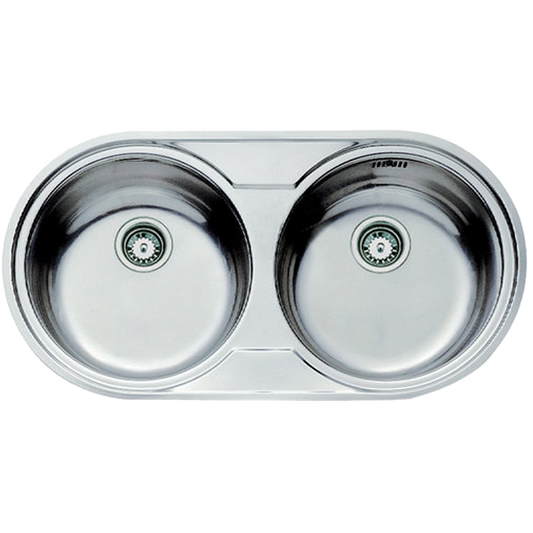 Lava Loiça TEKA Dr80 2C | Inox, 2 bacias, 140mm, 80cm, 440x840x140mm
