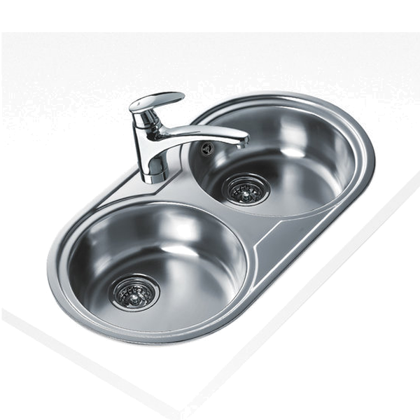 Lava Loiça TEKA Dr80 2C | Inox, 2 bacias, 140mm, 80cm, 440x840x140mm