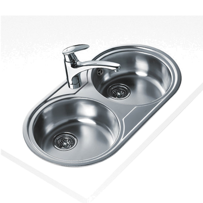 Lava Loiça TEKA Dr80 2C | Inox, 2 bacias, 140mm, 80cm, 440x840x140mm