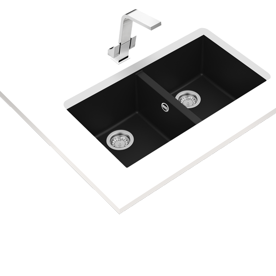 Lava Loiça Teka Square 2c 760 Tg | 2 Bacias, Tegranito, Preto