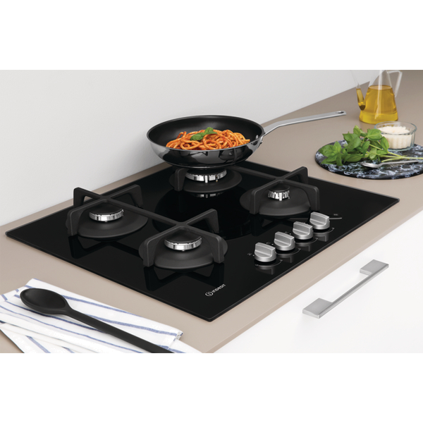 Placa a Gás Indesit Ing 61t/bk1 | 4 Queimadores, Vidro Preto, 7.3 kW