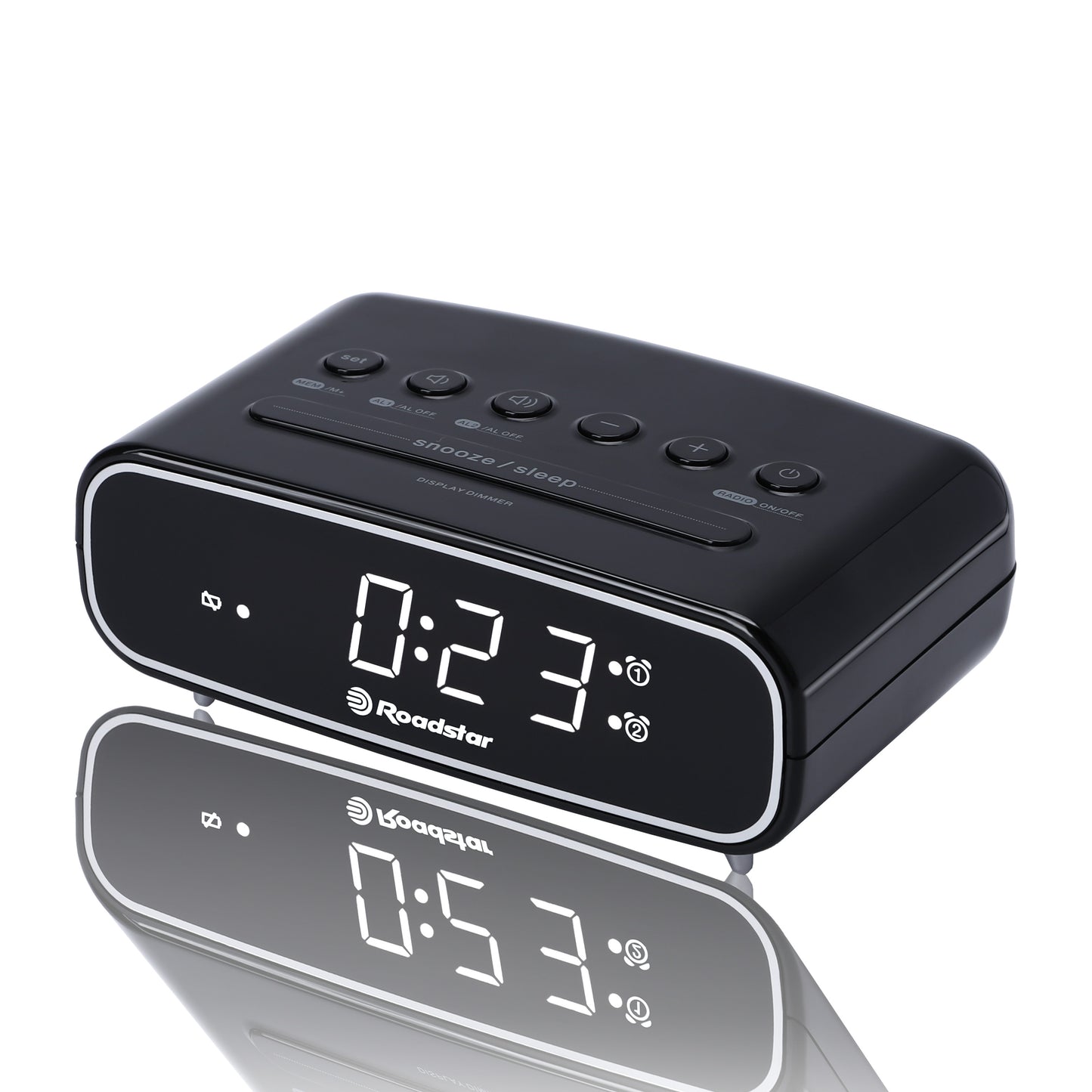 Rádio Roadstar CLR2310BK | FM, Alarme duplo, 0.7"