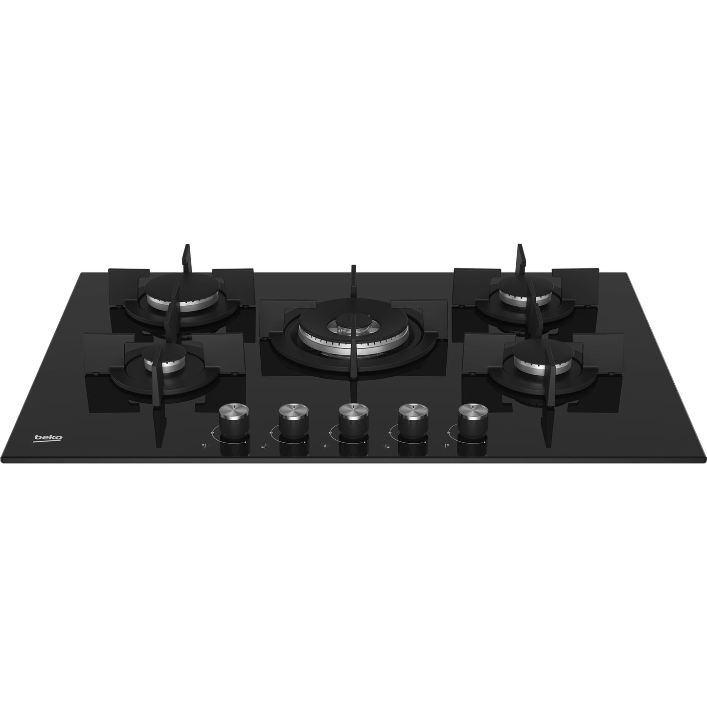 Placa a Gás Beko HILW75222SL | 75cm, 5 queimadores, Wok 5kW, vidro preto