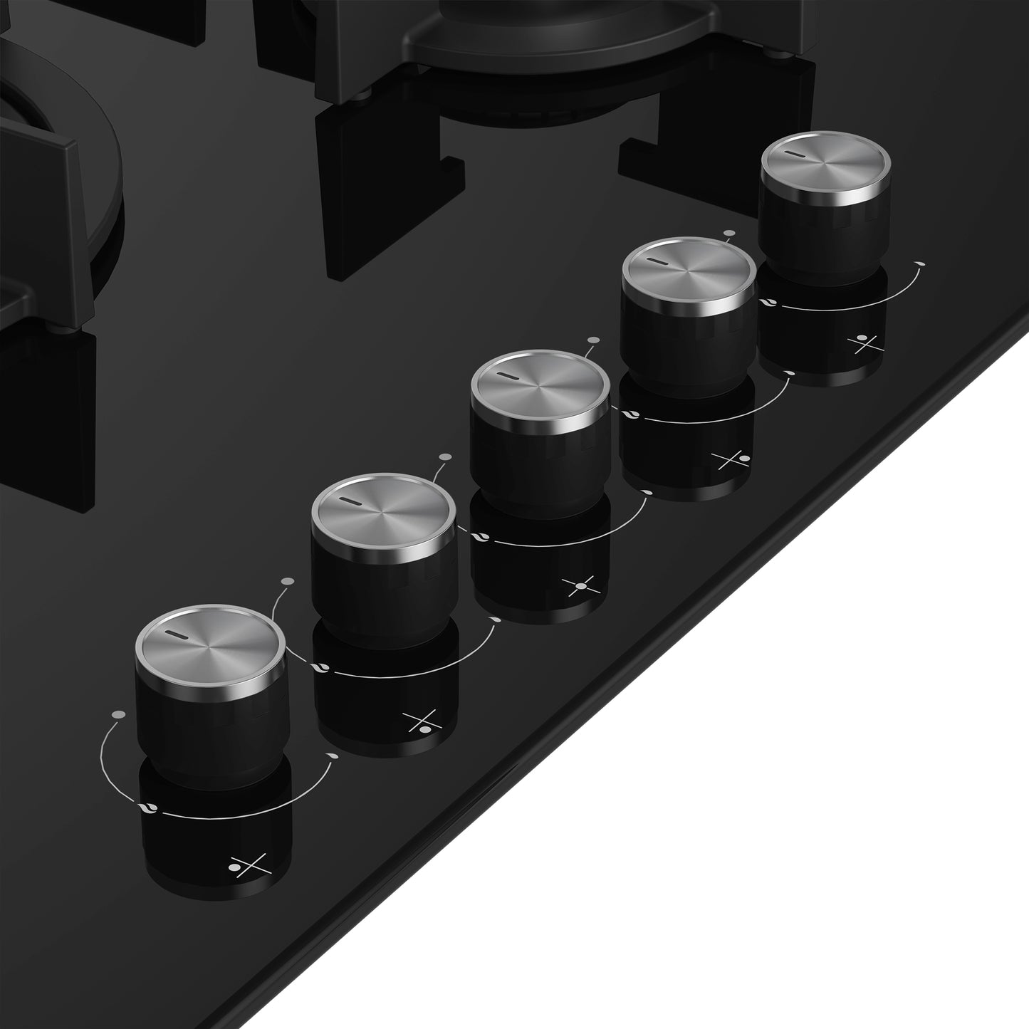 Placa a Gás Beko HILW75222SL | 75cm, 5 queimadores, Wok 5kW, vidro preto