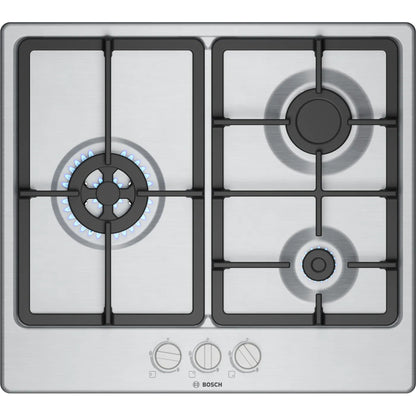 Placa a Gás Bosch PGC6B5K90 | 3 Queimadores, 60cm, Inox