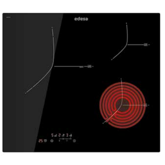 Placa Vitrocerâmica EDESA EVT-6328 R/A | 3 zonas, 59cm, 5,7kW