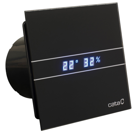 Extrator WC Cata E100 GTH BK | 115 m³/h, 17 dB, 8W