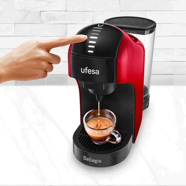 Máquina de Café UFESA Bellagio Vermelha | 1400W, 15 bar, 1L