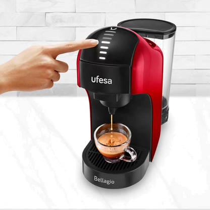 Máquina de Café UFESA Bellagio Vermelha | 1400W, 15 bar, 1L