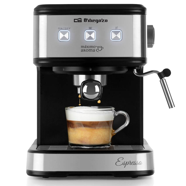 Máquina Café Expresso Orbegozo EX 5210 | 20 bar, 1100W, Depósito 1.5L, Aço Inox