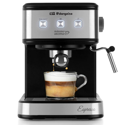 Máquina Café Expresso Orbegozo EX 5210 | 20 bar, 1100W, Depósito 1.5L, Aço Inox