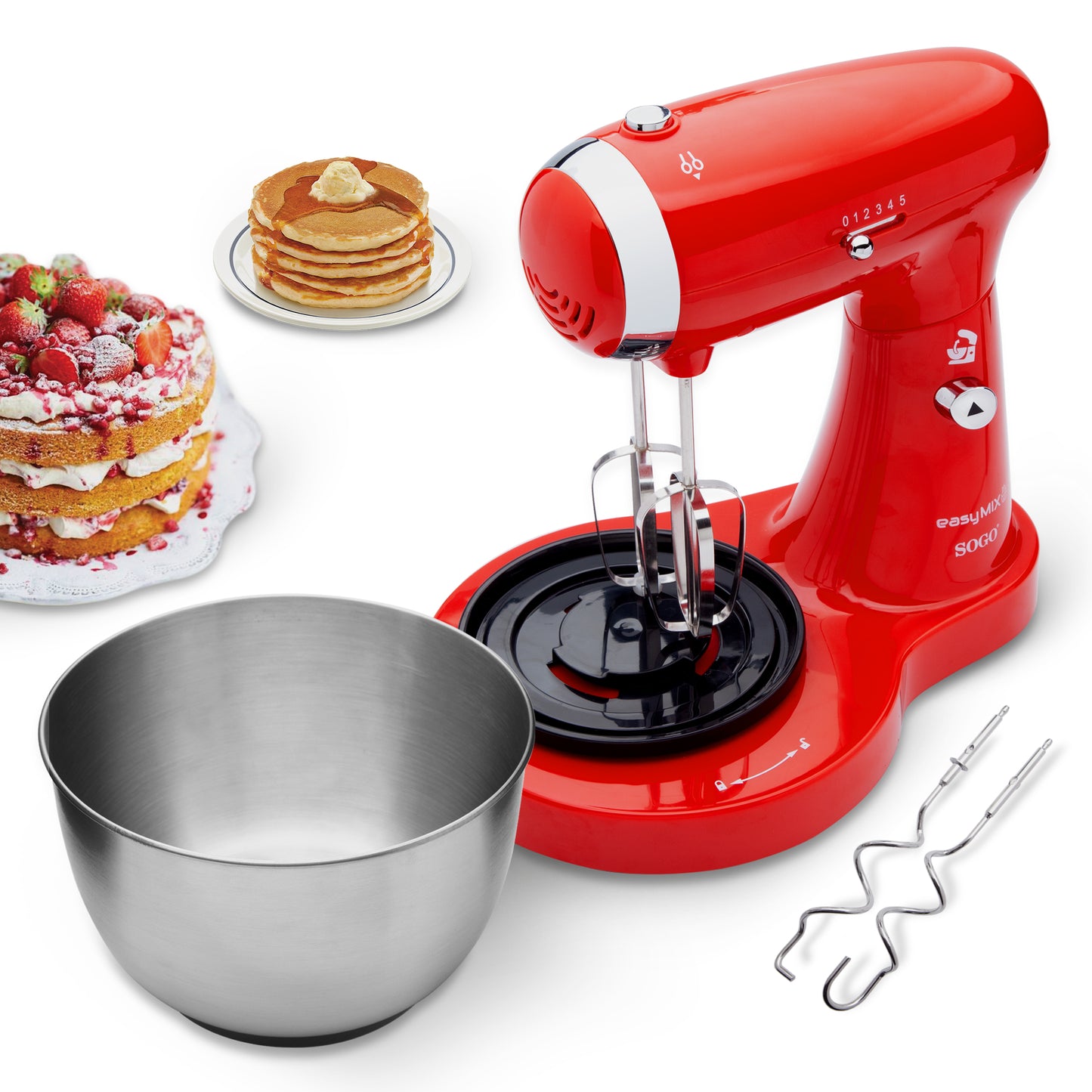 Batedeira Sogo BATSS14506R | 3.2L, 350W, 5 Velocidades