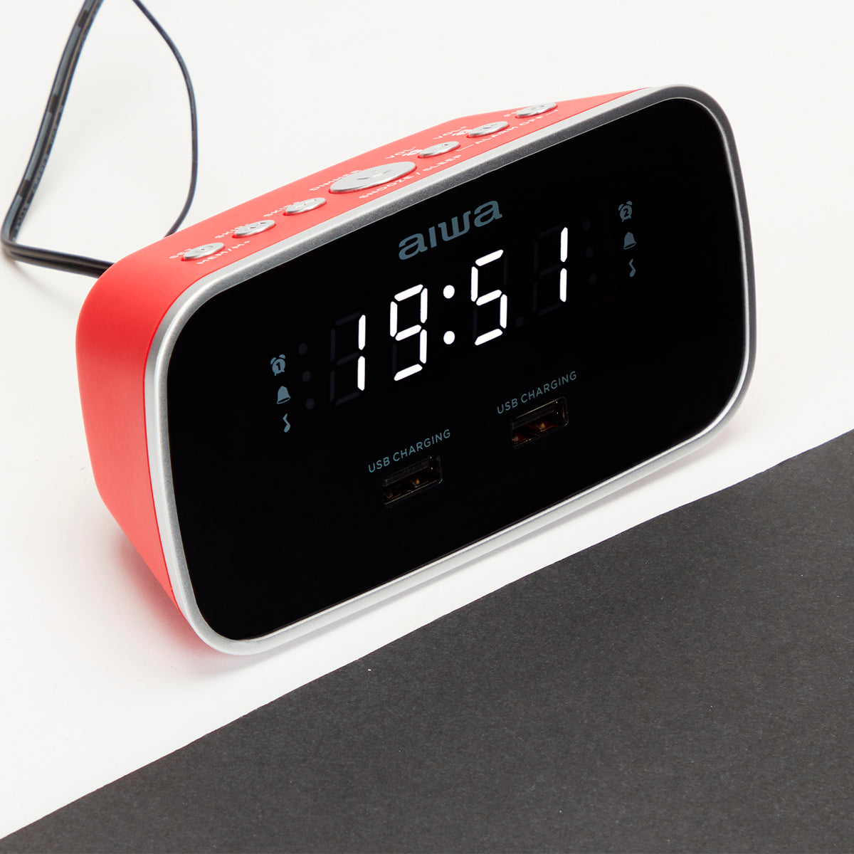 Rádio AIWA CRU19RD | USB, FM, Alarme duplo