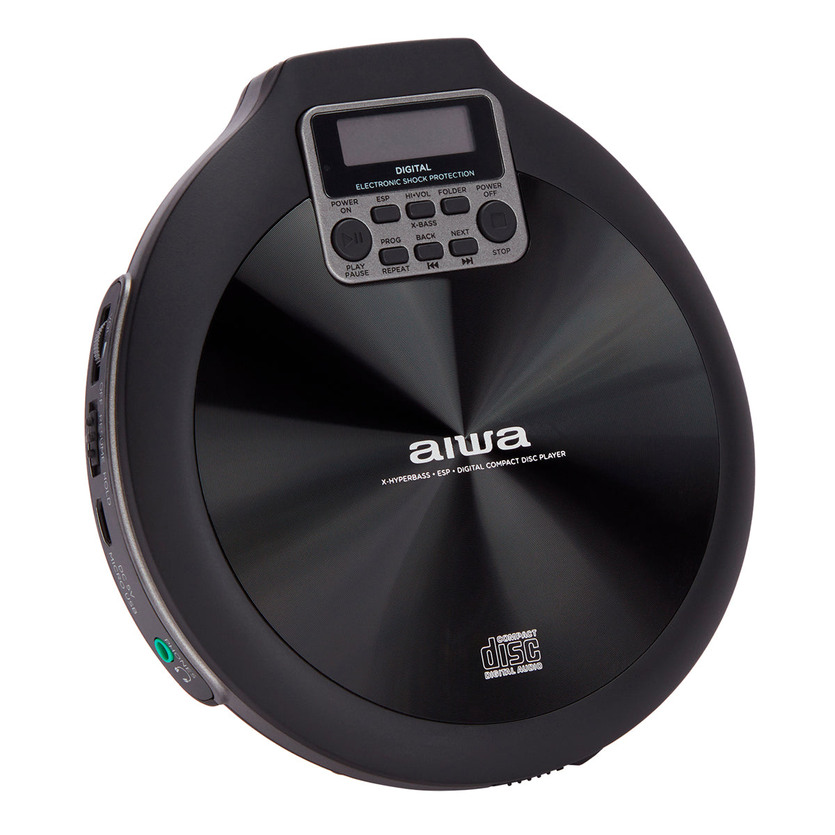 Leitor CD Portátil Aiwa PCD810BK | Anti-choque 120s, USB, Display LCD