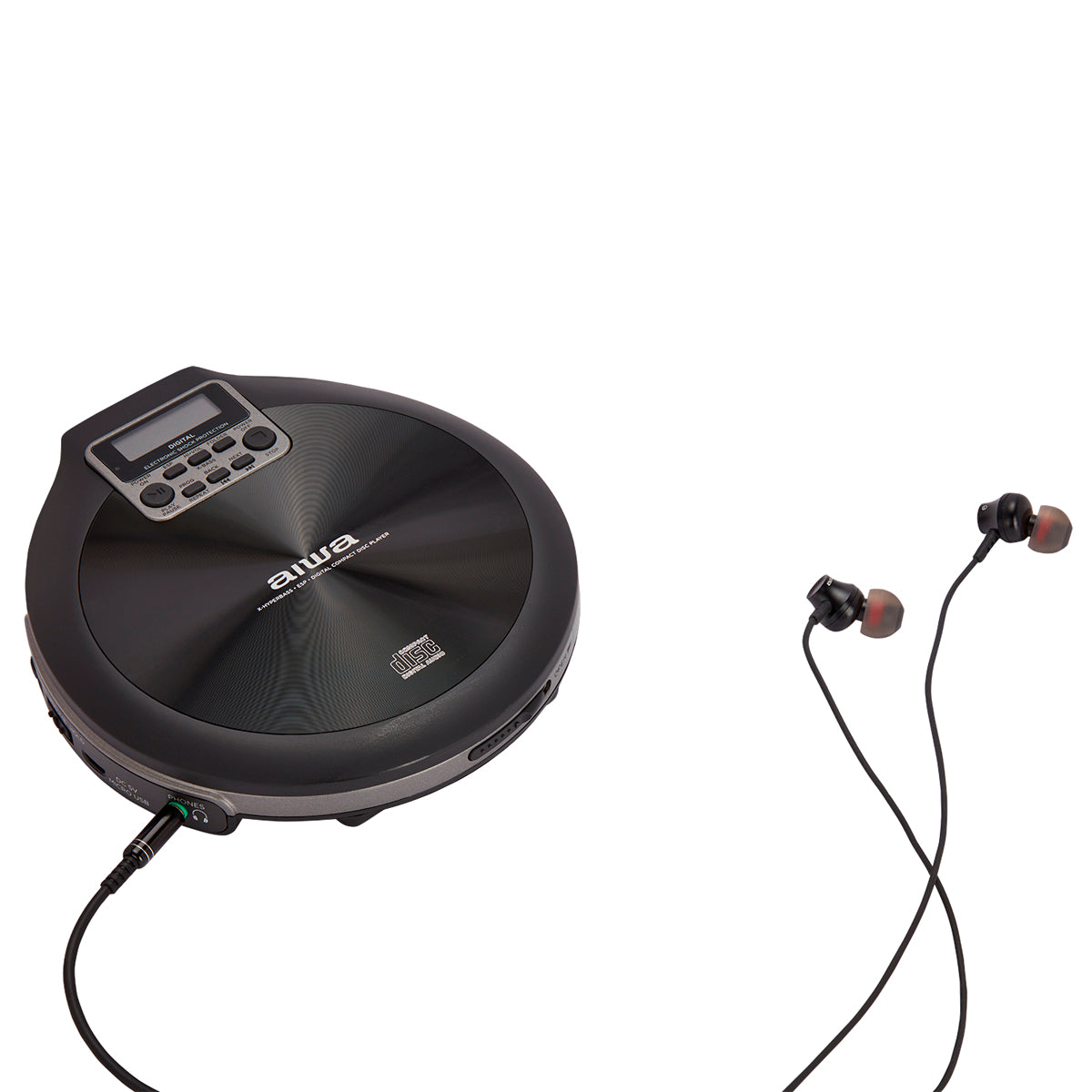 Leitor CD Portátil Aiwa PCD810BK | Anti-choque 120s, USB, Display LCD