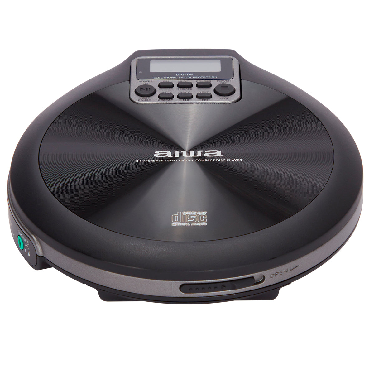 Leitor CD Portátil Aiwa PCD810BK | Anti-choque 120s, USB, Display LCD