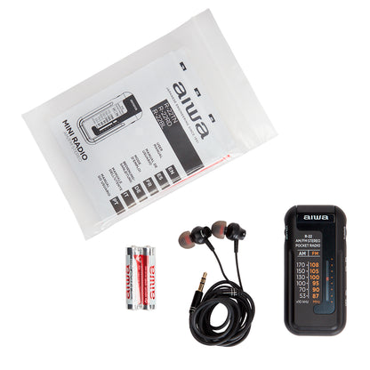 Rádio de Bolso AIWA R22BK | AM/FM, Auscultadores, Clip cinto