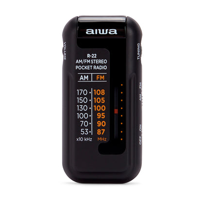 Rádio de Bolso AIWA R22BK | AM/FM, Auscultadores, Clip cinto